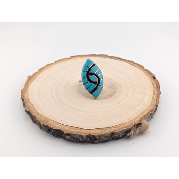 Native American Zuni Hummingbird Ring Kingman Turquoise Jewelry Sz 8.75US** - Picture 3 of 9